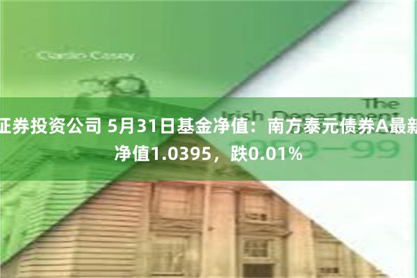 证券投资公司 5月31日基金净值：南方泰元债券A最新净值1.0395，跌0.01%